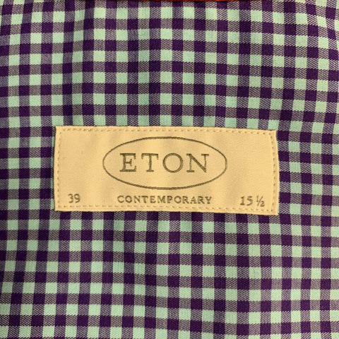 ETON Size S Blue & Purple Checkered Cotton Button Up Long Sleeve Shirt
