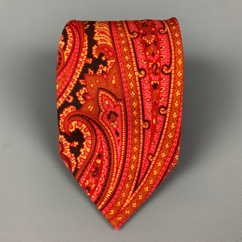 Vintage I.MAGNIN Orange Paisley Silk Tie