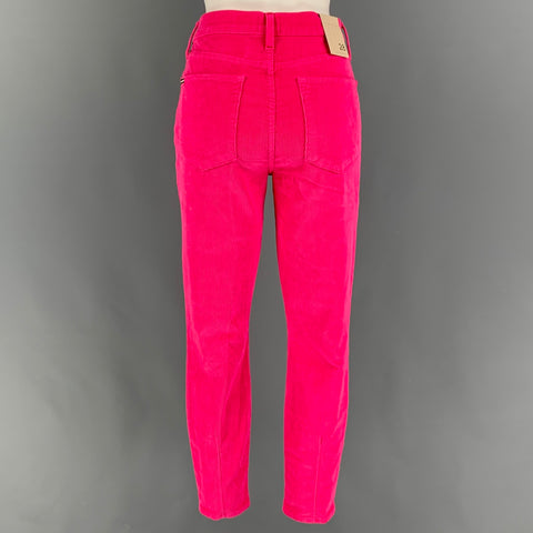 ALICE + OLIVIA Talla 28 Pantalones casuales de corte jean de pana de algodón rosa