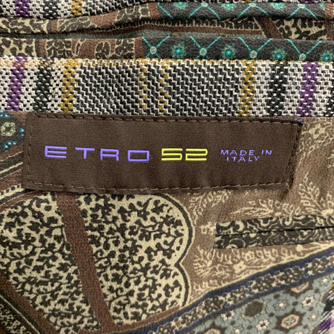 ETRO Size 42 Purple Black Mustard Plaid Wool Single Breasted Sport Coat