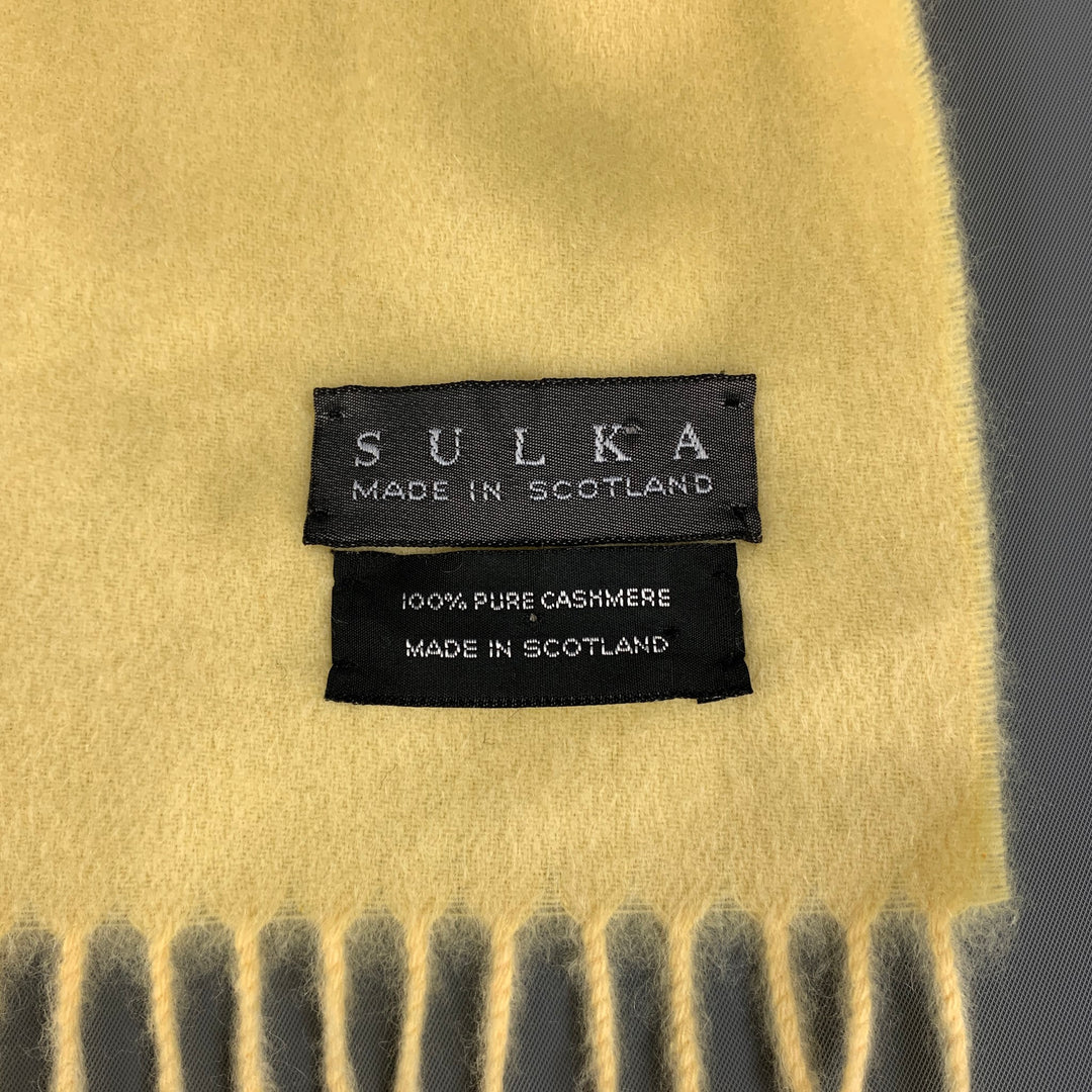 SULKA Yellow Cashmere Fringe Scarf