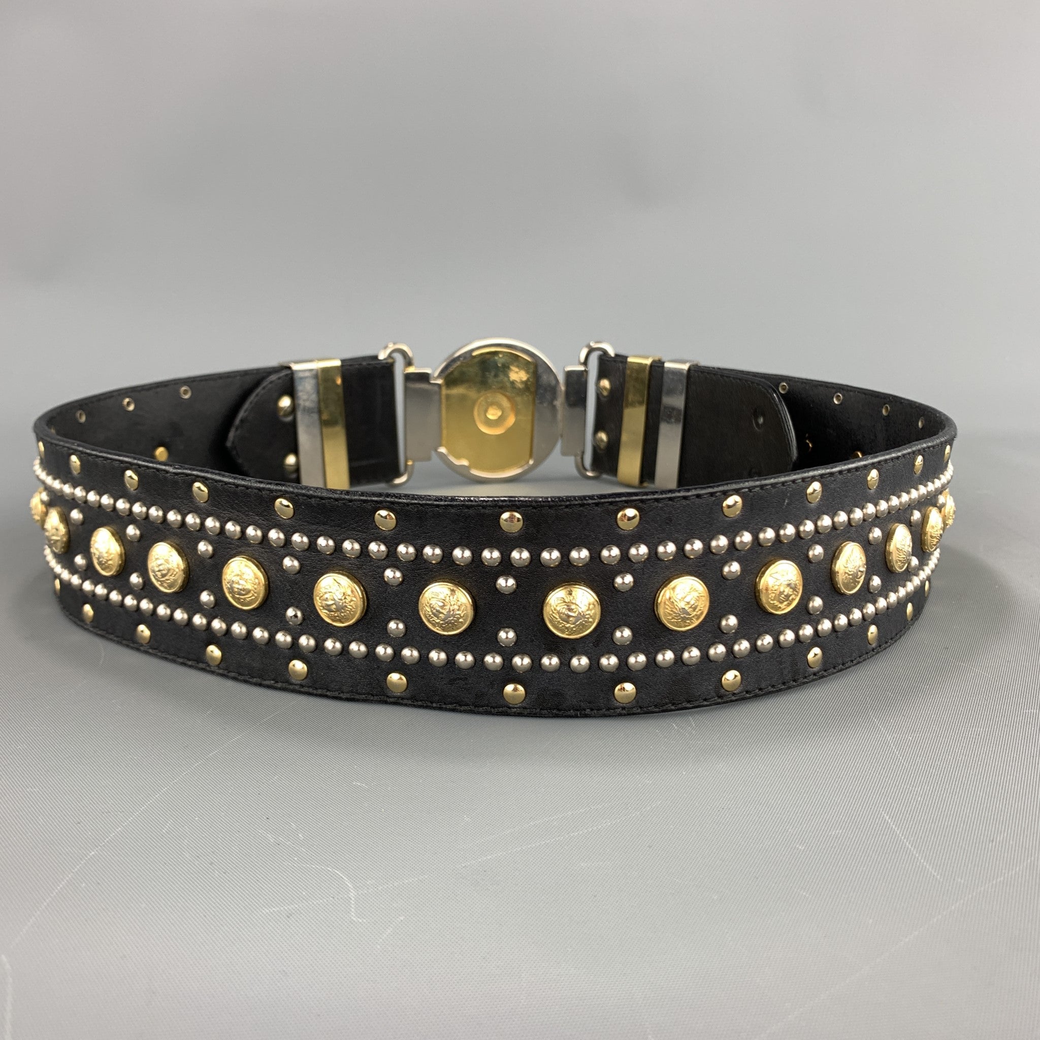 Vintage GIANNI VERSACE Studded Size 32 Black Leather Belt – Sui