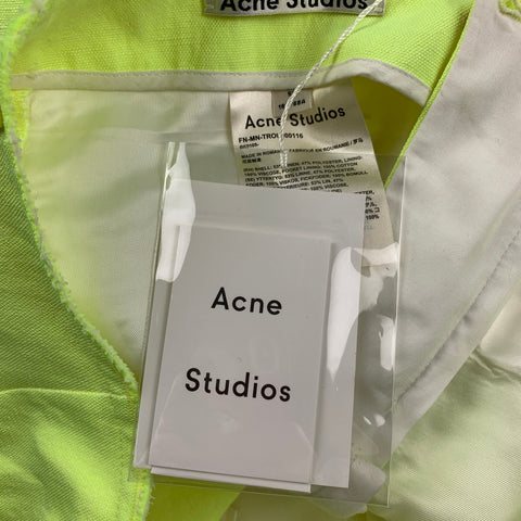 ACNE STUDIOS Size 34 Neon Yellow Linen / Polyester Zip Fly Casual Pants