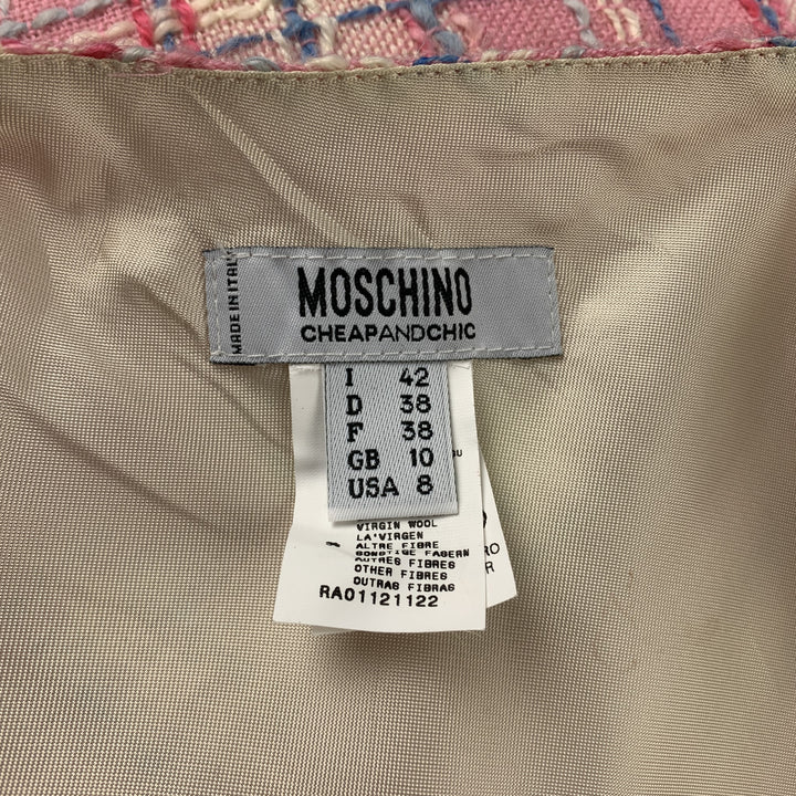 MOSCHINO CHEAP AND CHIC Size 8 Pink Boucle Wool A-Line Skirt