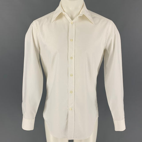 VERSACE COLLECTION City Talla S Camisa blanca de manga larga de poliéster y algodón texturizado