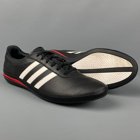 PORSCHE DESIGN x ADIDAS Size 9.5 Black White Leather Lace Up Sneakers
