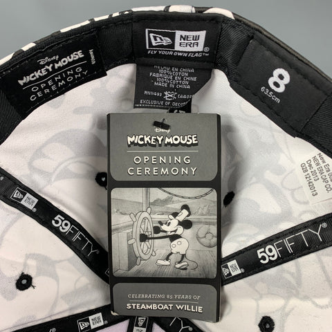 OPENING CEREMONY x New Era Size 8 Black White Mickey Mouse Cotton Hat