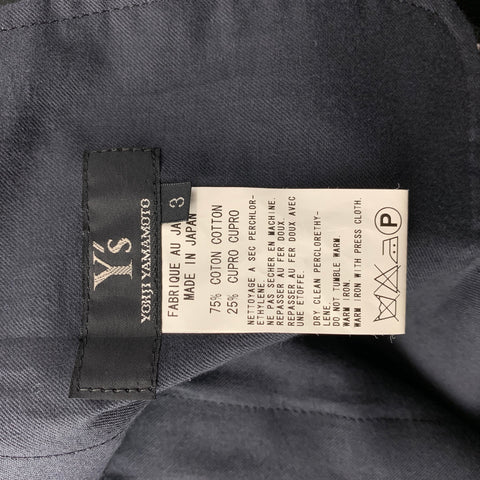 Y's by YOHJI YAMAMOTO Size 34 Black Cotton / Cupro Back Belt Wide Leg Dress Pants