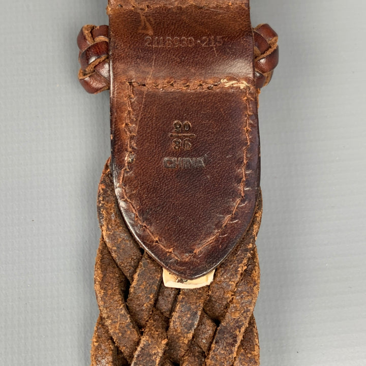 POLO by RALPH LAUREN Talla 36 Cinturón de cuero tejido marrón