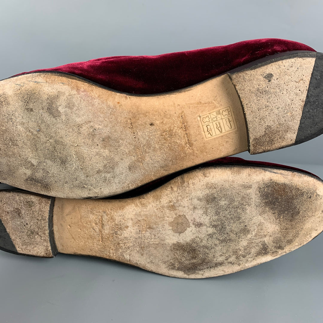 SUPERGLAMOUROUS Size 10 Burgundy Velvet Bow Loafers