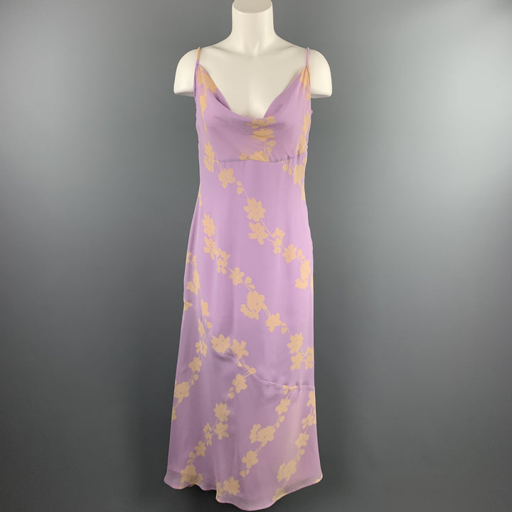 MIMMINA Size 8 Lilac Floral Acetate Blend Spaghetti Strap Dress