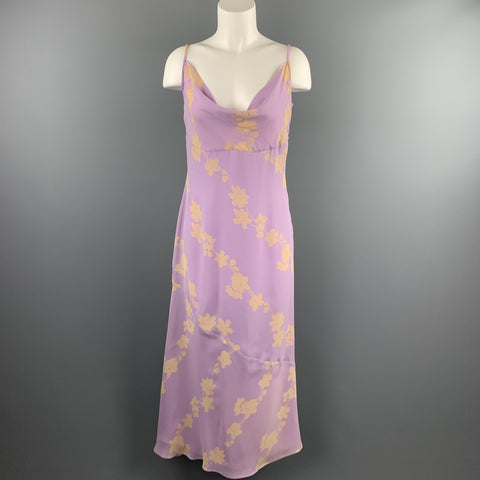 MIMMINA Taille 8 Robe à bretelles spaghetti en mélange d'acétate floral lilas
