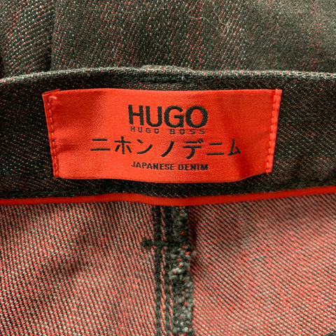 HUGO BOSS Size 32 Black Burgundy Cotton Polyurethane Jeans
