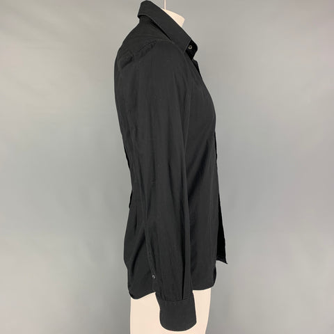 DOLCE &amp; GABBANA Camisa de manga larga con botones de algodón negro talla L