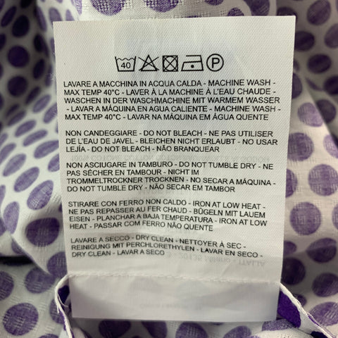ETRO Size L Purple White Polka Dot Cotton Button Up Long Sleeve Shirt