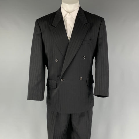 MATSUDA Talla S Traje Cruzado Lana Rayas Negro 30 29