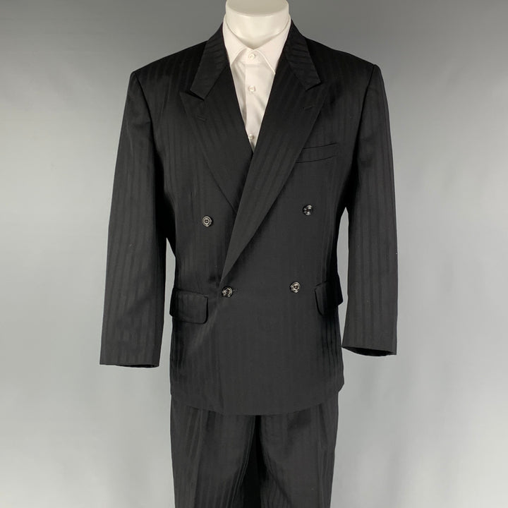 MATSUDA  Size S Black Stripe Wool Double Breasted 30 29 Suit
