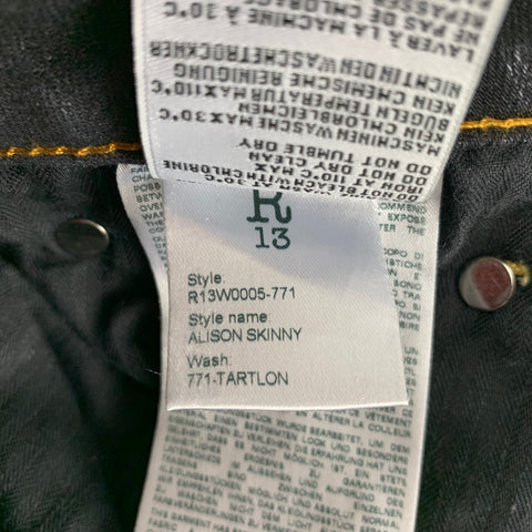 R13 Size 30 Indigo Cotton Blend Distressed Jeans