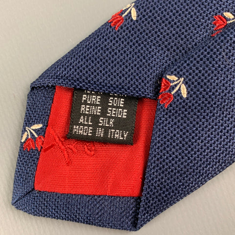MICKY Navy Red Floral Silk Tie