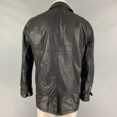 JOHN VARVATOS Size M Black Coated Cotton Double Breasted Coat