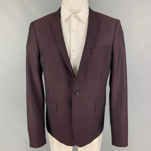 THE KOOPLES Size 42 Purple Wool Peak Lapel Sport Coat