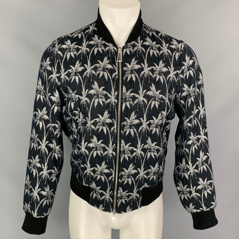 PS by PAUL SMITH Size M Black & Grey Jacquard Cotton Blend Bomber Jacket