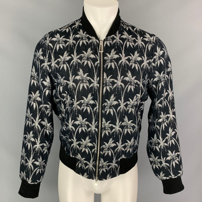 PS by PAUL SMITH Chaqueta bomber de mezcla de algodón jacquard negra y gris talla M