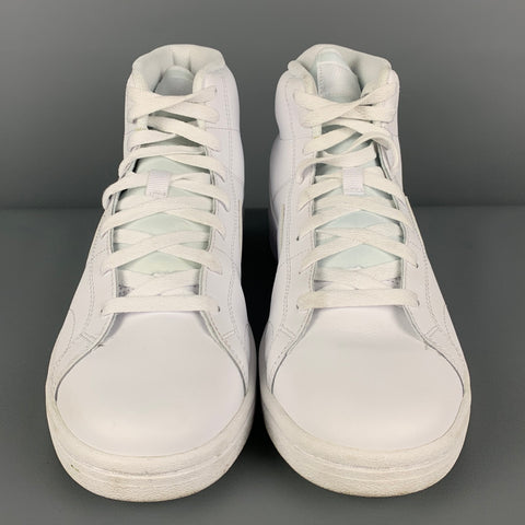 NIKE Size 10.5 White Leather High Top Sneakers