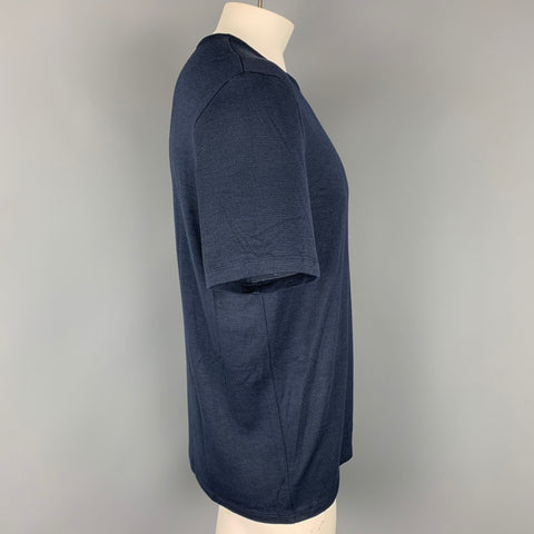 THEORY Size XL Navy Modal Blend Crew-Neck T-shirt