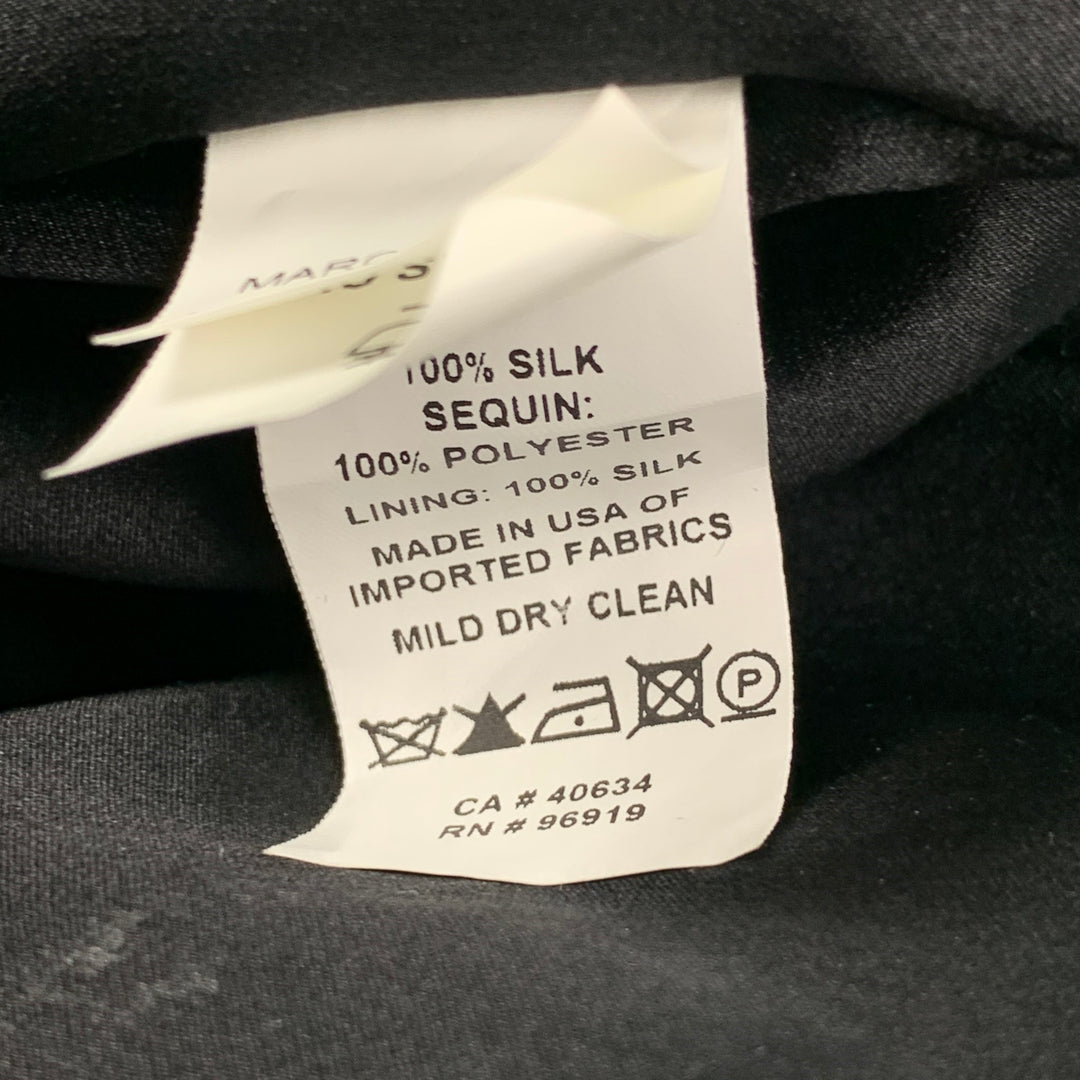 MARC JACOBS Size 12 Grey & Black Silk Beaded Shift Dress
