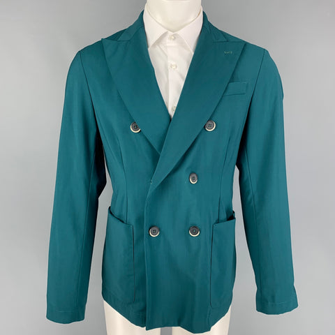 BARENA Taille 38 Manteau de sport à revers en laine sarcelle
