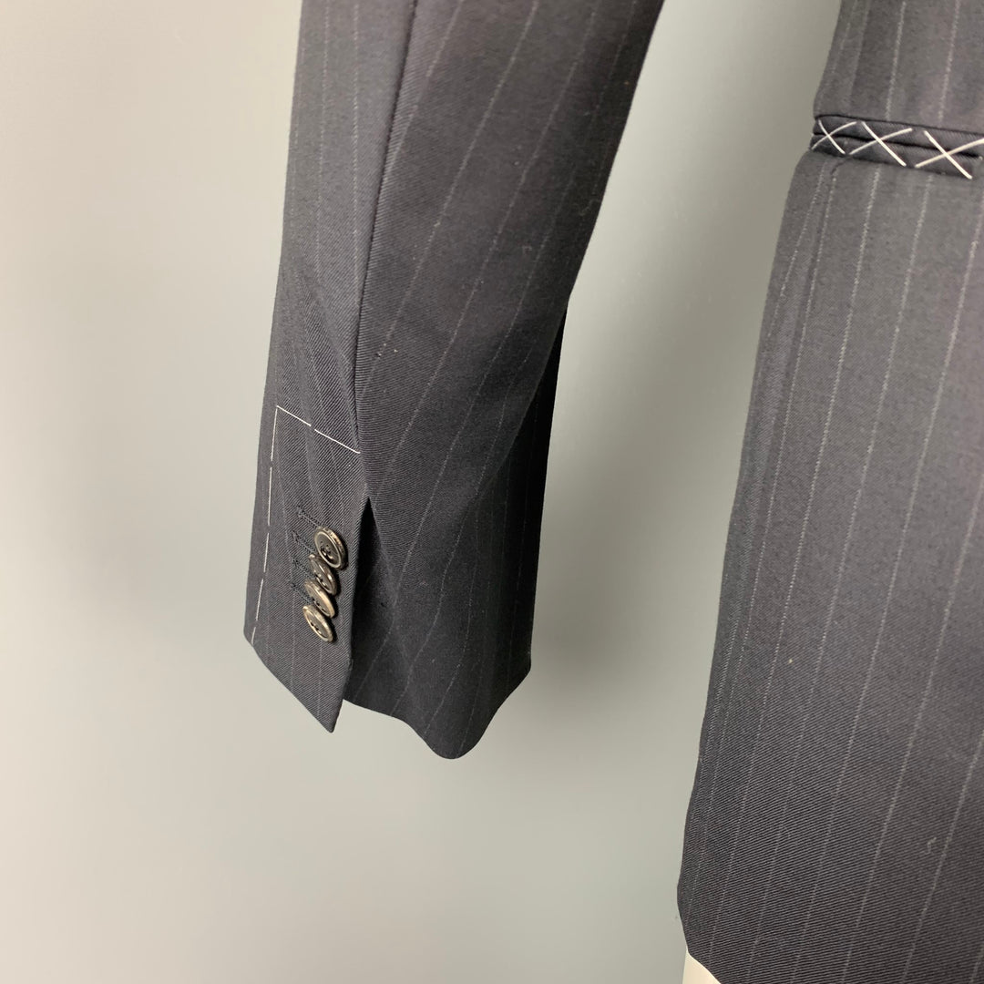 GIORGIO ARMANI Size 36 Regular Navy Chalkstripe Wool Sport Coat