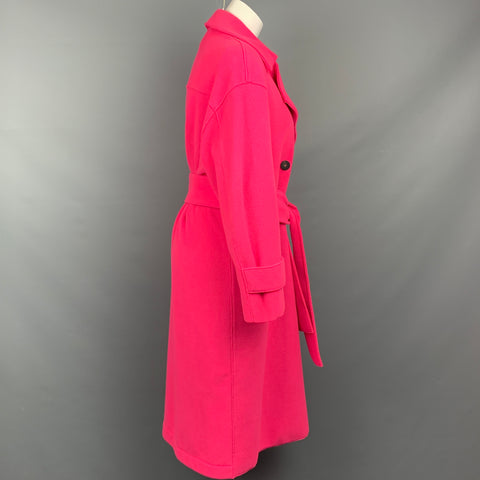 HARRIS WHARF LONDON Size 4 Pink Polyester Belted Double Breasted Coat