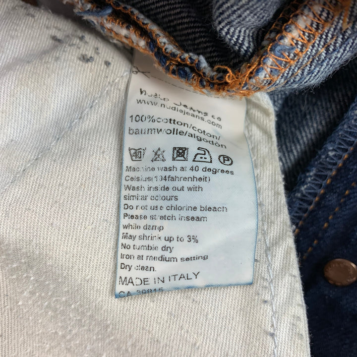 NUDIE JEANS Size 32 Indigo Washed Denim Button Fly Jeans