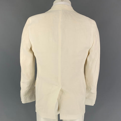 BILLY REID Size 36 Regular Off White Hemp Peak Lapel Sport Coat
