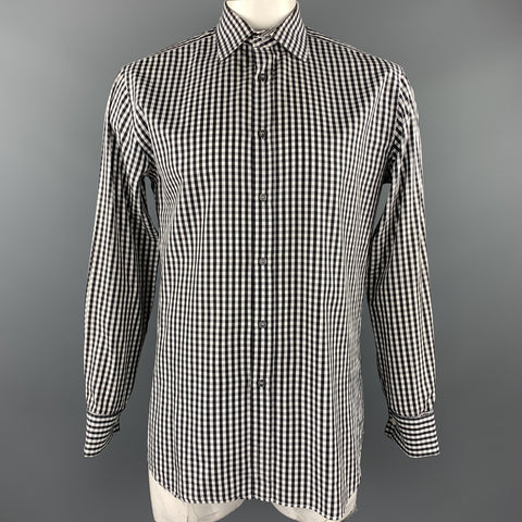 PAUL SMITH Size L Black & White Checkered Cotton French Cuff Long Sleeve Shirt