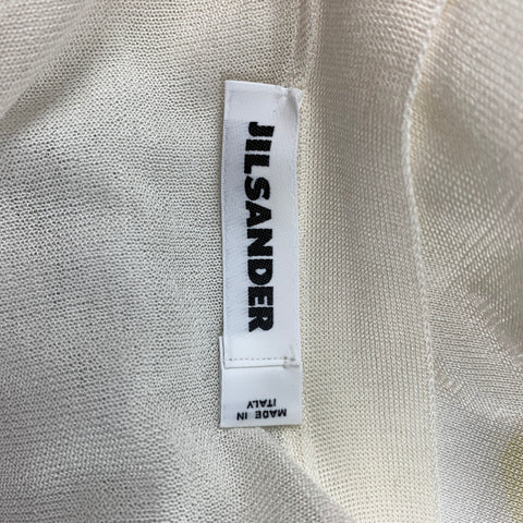 JIL SANDER Size 4 Cream Silk / Cotton Cardigan