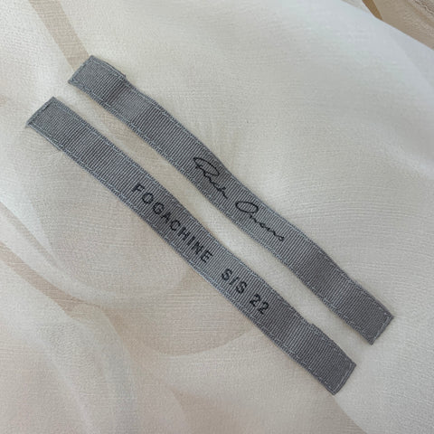 RICK OWENS SS 22 Size 2 Beige Mustard Silk Ombre Fogachine Runway Flagsleeve Moody Top