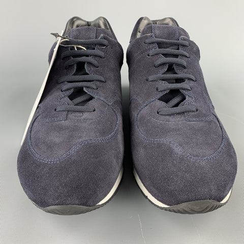 NEIL BARRETT Size 10 Navy Suede Lace Up Sneakers