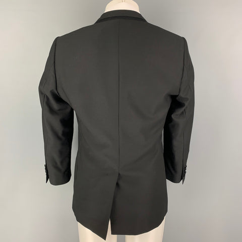 DOLCE & GABBANA Size 38 Black Applique Wool Blend Notch Lapel Sport Coat