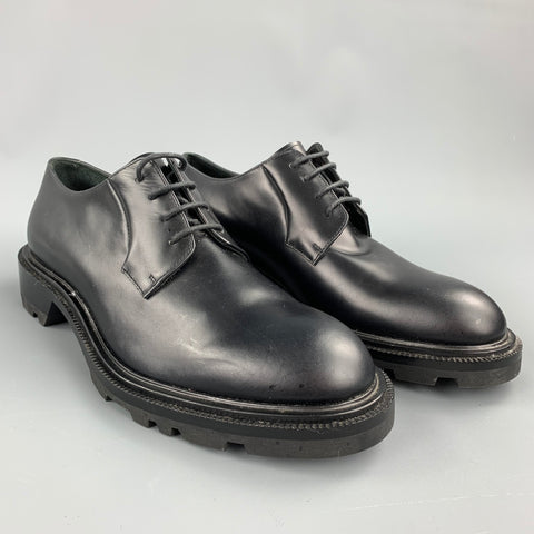 JIL SANDER Size 8 Black Leather Chunky Sole Lace Up Shoes