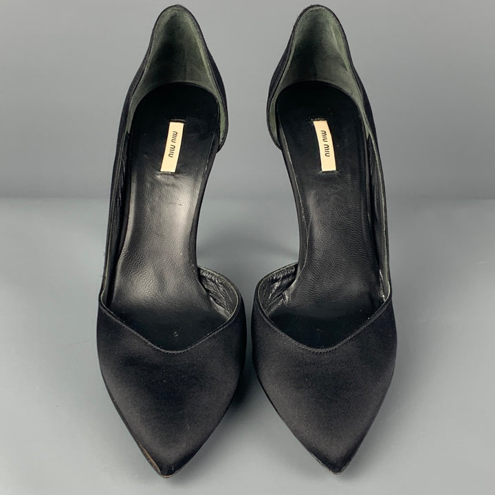 MIU MIU Size 5 Black Satin Solid D'Orsay Pumps