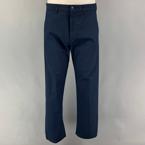 DRIES VAN NOTEN Size 38 Navy Cotton Single Breasted Suit