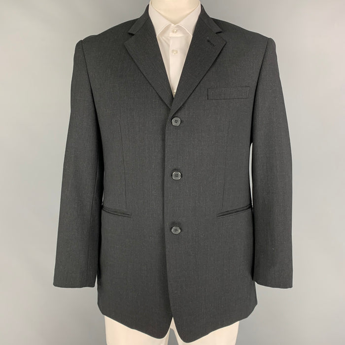 BALENCIAGA Size 44 Charcoal Wool Single Breasted Sport Coat