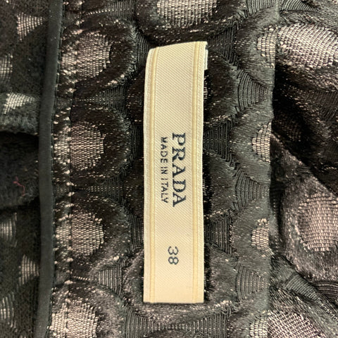 PRADA Talla 2 Falda acampanada con puntos de mezcla acrílica plateada negra