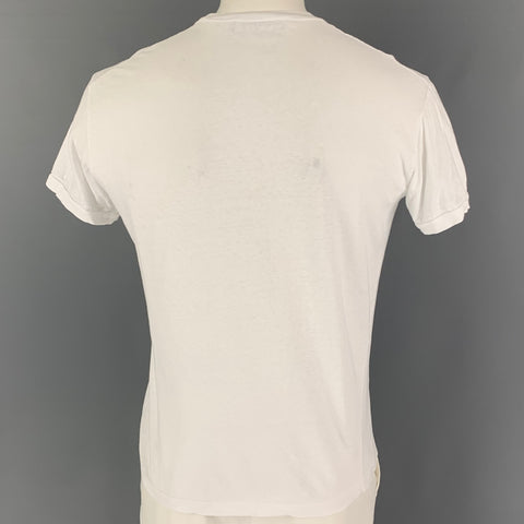 DSQUARED2 Size XL White Summer Graphic Cotton T-shirt