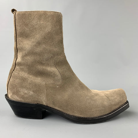 VETEMENTS Size 7 Taupe Suede Side Zipper Demna Gvasalia Boots