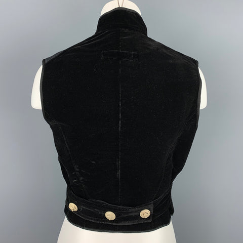 Vintage JEAN PAUL GAULTIER Size 6 Black Velvet Bull Head Button Vest