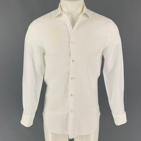 JOHN VARVATOS Size XS White Linen Cotton French Cuff Long Sleeve Shirt