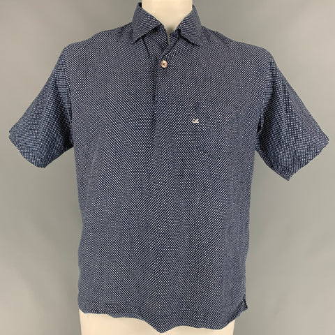45rpm Size L Navy & White Dots Cotton Pop-Over Short Sleeve Shirt